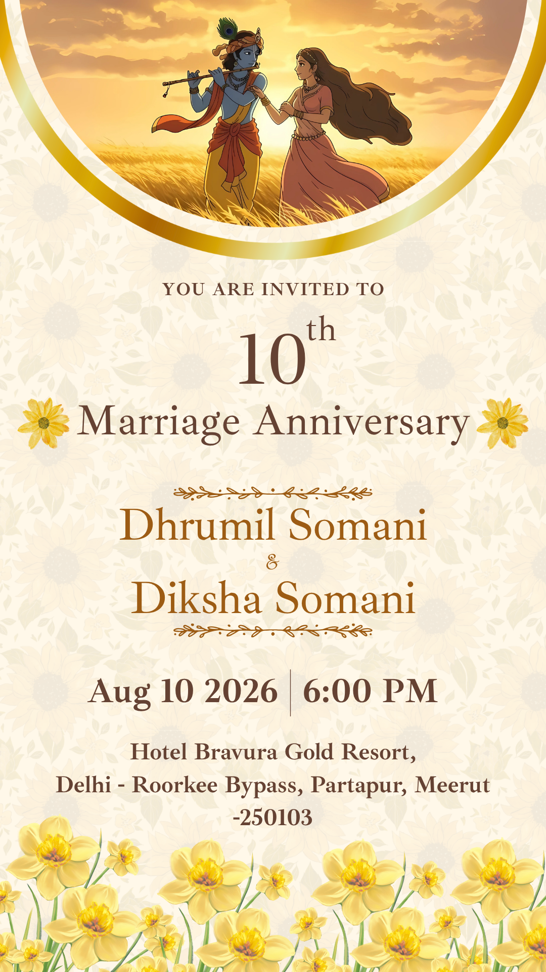 Elegant Golden Floral – Anniversary PDF Hindu