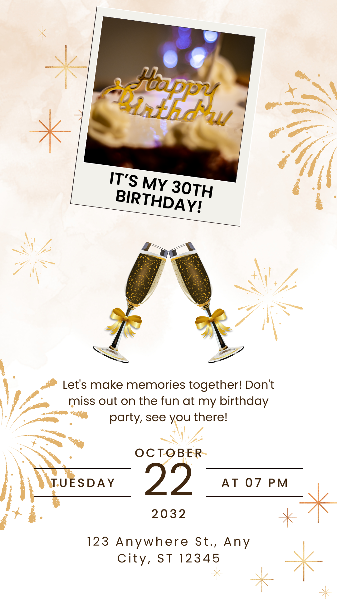 Glamorous Gold Champagne – Birthday PDF Boys