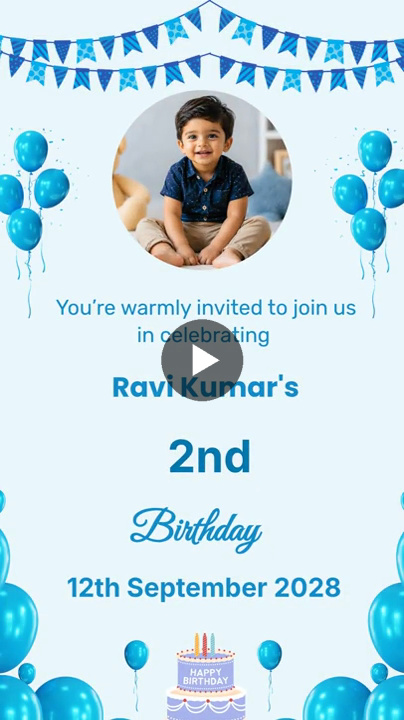 Festive Blue Balloon – Birthday Video Kids