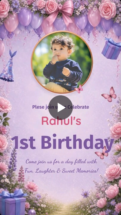 1st Birthday Charming Floral – Birthday Video Girls